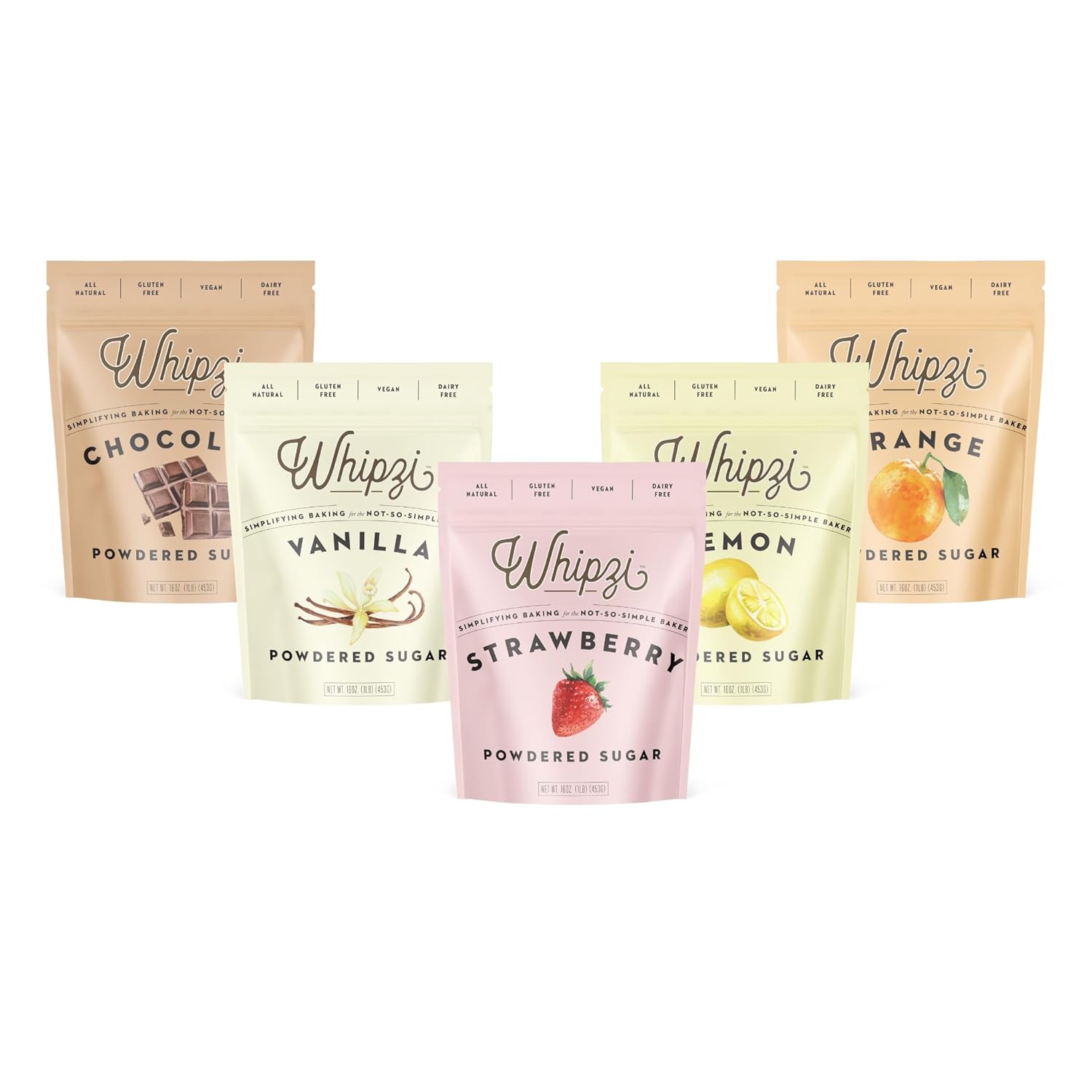 WHIPZI Signature Flavors Powdered Sugar Bundle All Natural Gluten Free 1 of each