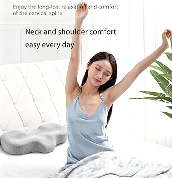 Cervical Contour Memory Foam Pillow for Neck Pain Relief, with Ear Hole Cutout