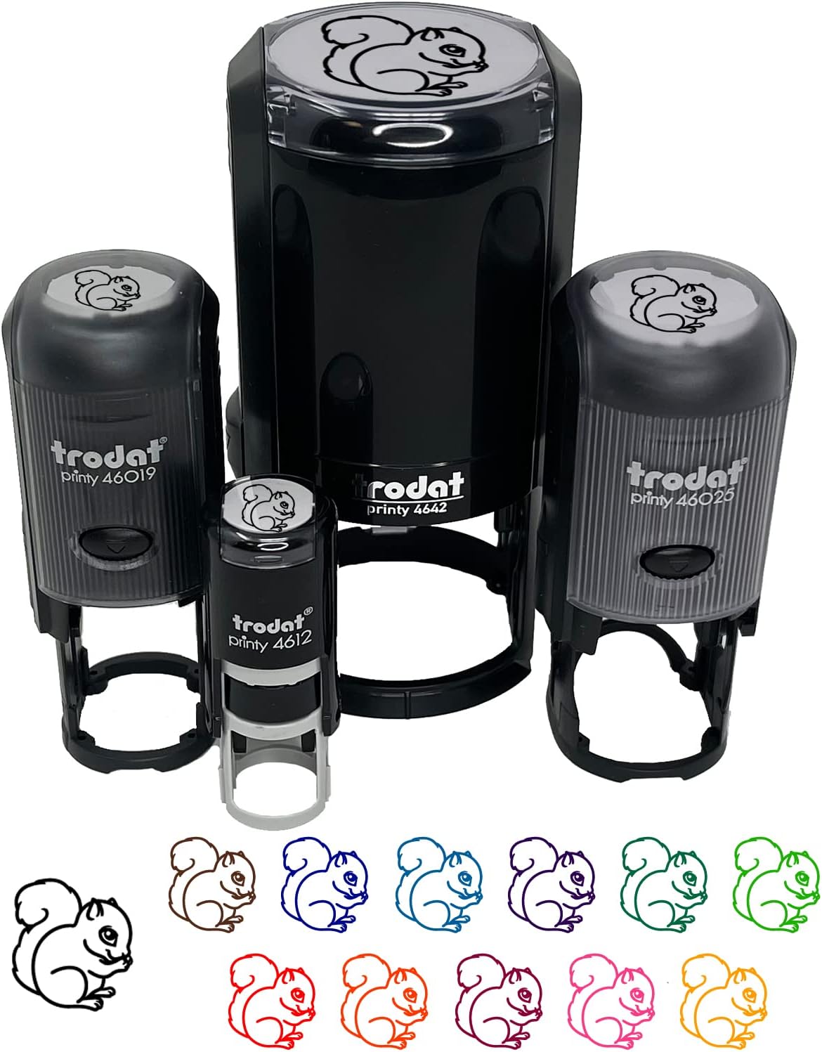 Baby Squirrel Woodland Animal Self-Inking Rubber Stamp Ink Stamper for Stamping Crafting Planners - 1-1/2 Inch Large - Black Ink