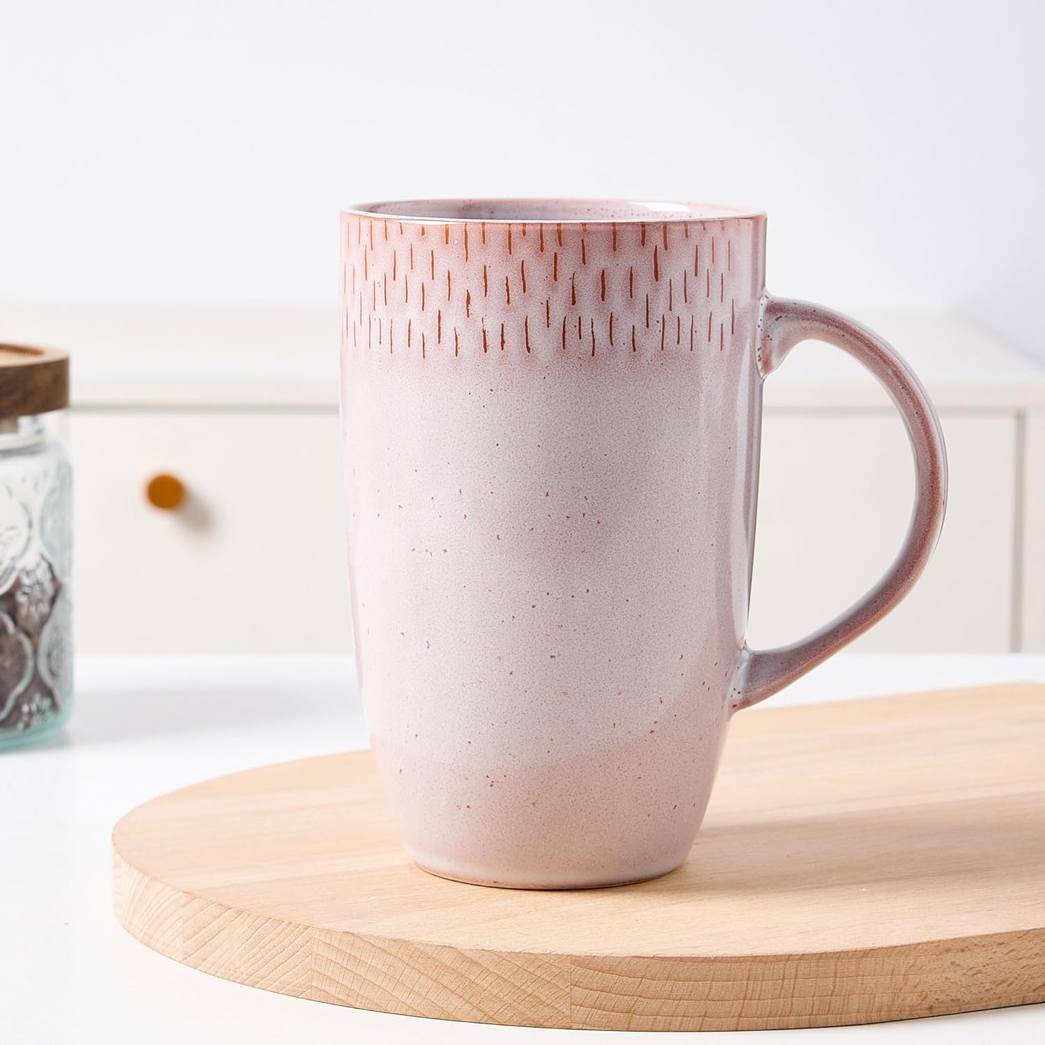 Ceramic Coffee Mugs, Extra Large, 22 oz Big Mug,Tea and Coffee Cups, Hand-painted Mugs, Large Handle, Tall Coffee Mug for Office/Home, Microwave and Dishwasher Safe. (Pink) - Image 7