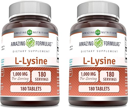 Miniatura 7 de Amazing Formulas L-Lisina 1000 mg Suplemento de aminoácidos | Tabletas | Sin GM0 | Sin gluten | Fabricado en Estados Unidos (1 paquete | 180