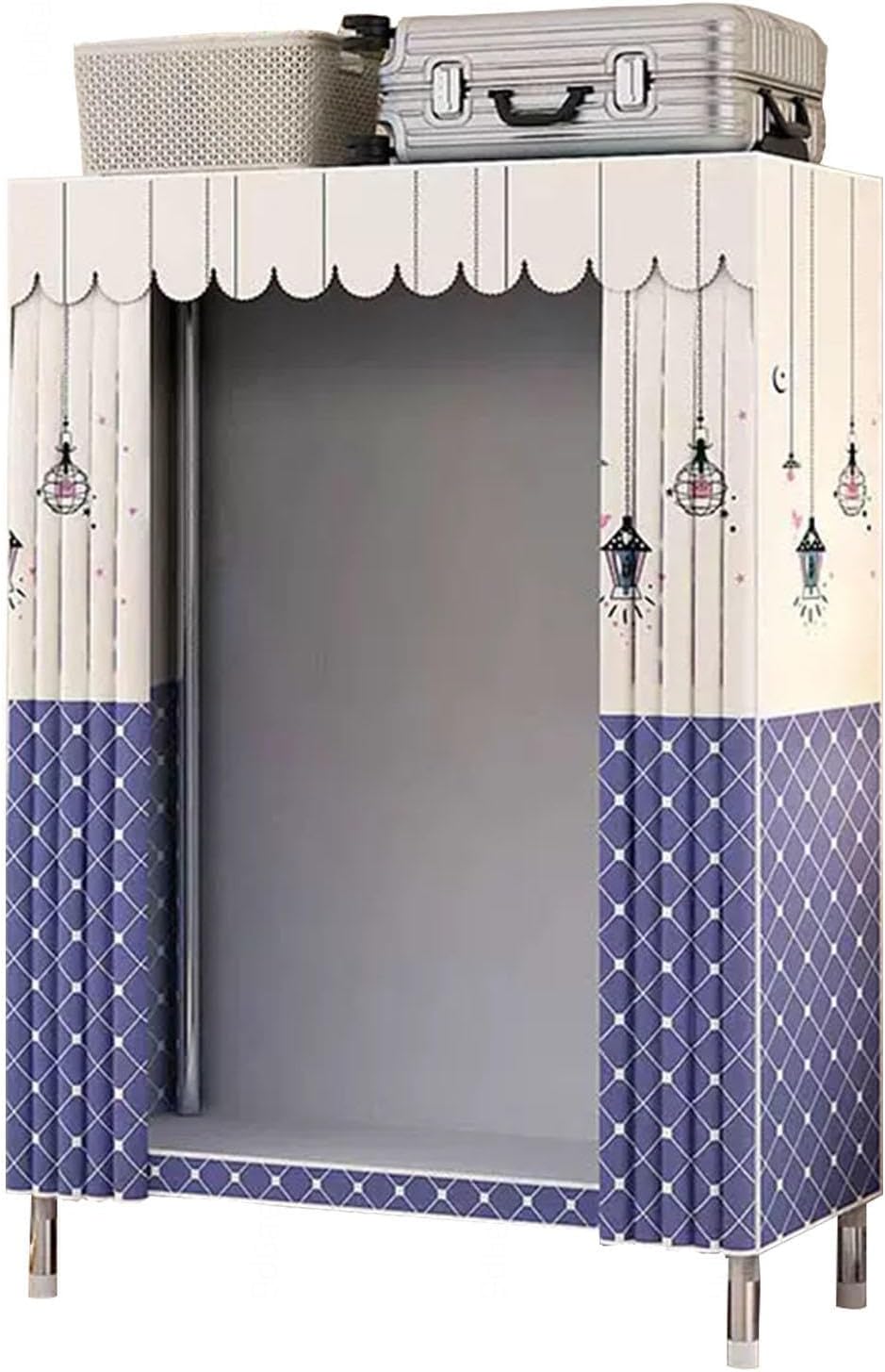 Wardrobe, Canvas Wardrobe for Bedroom, Portable Wardrobe with Hanging Rail, Foldable Closet for Clothes, Bags,White-80x45x168cm