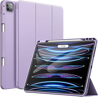 JETech Case for iPad Pro 12.9-Inch (6th/5th Generation, 2022/2021 Model) with Pencil Holder, Support 2nd Pencil Charging, Slim Tablet Cover with Soft TPU Back, Auto Wake/Sleep (Light Purple)