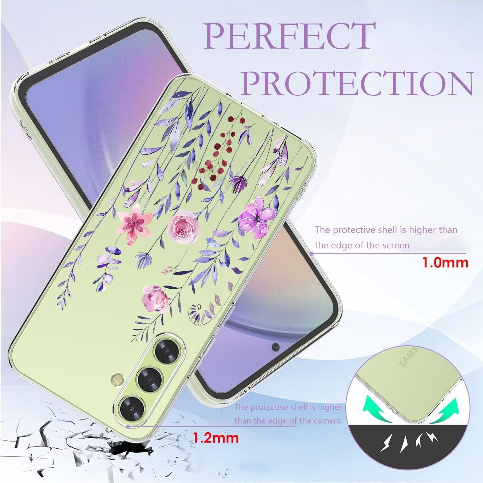 Yarxiawin Custodia per OPPO Find X3 Lite 5g Silicone Morbido Rosa, Effetto Glitter per OPPO Find X3 Lite Cover Trasparente Sottile Fiore Antiurto Case Brillantini (Silber-Rosa