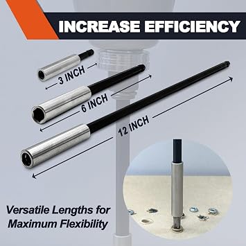 3PCS Magnetic Bit Holder with Retaining Ring 3, 6, 12 Extensions