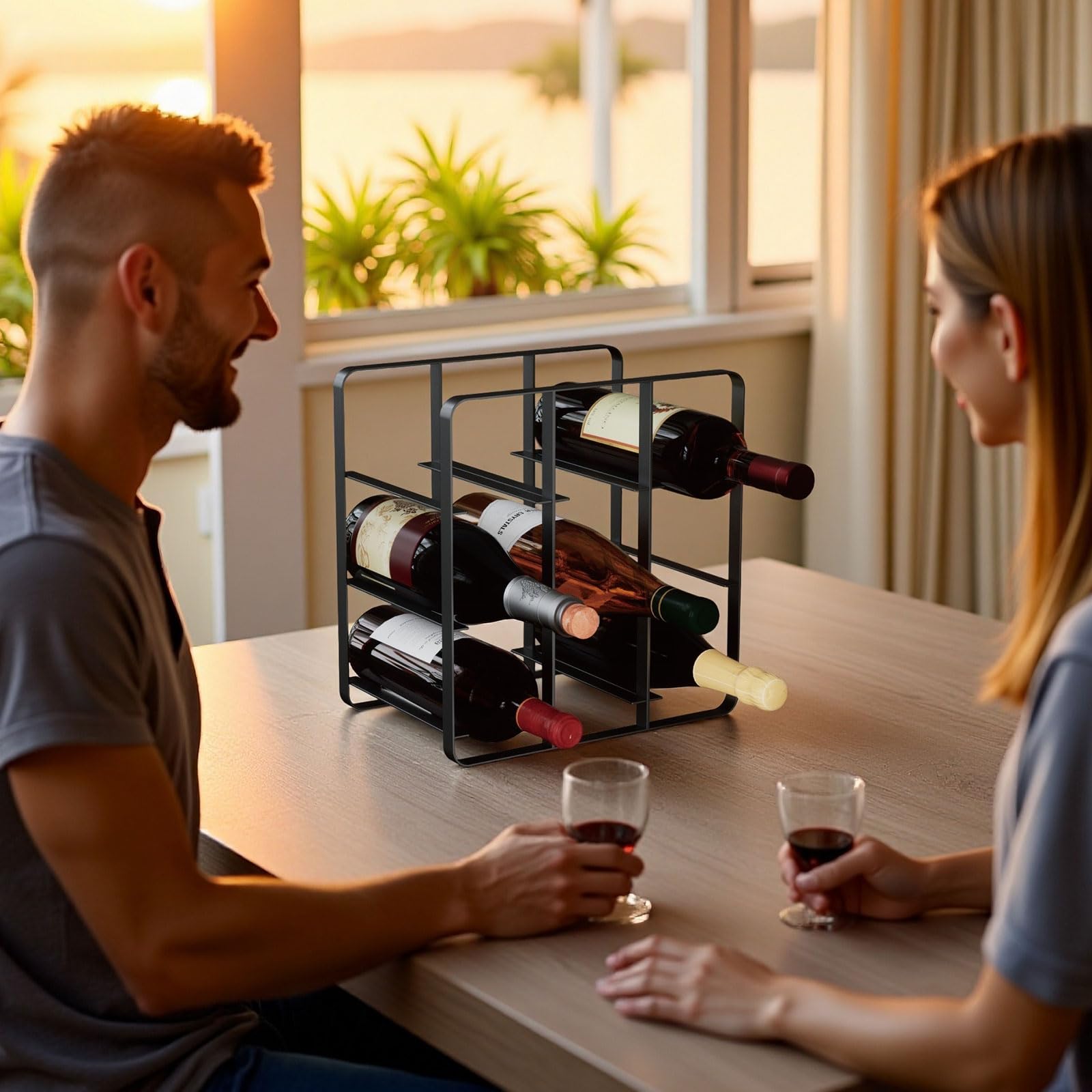 Buruis - Botellero de Metal para 9 Botellas de Vino, Soporte para Almacenamiento de Vino