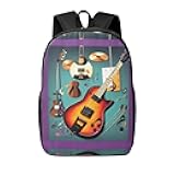 HJLUUFT Music Guitar Print Travel Backpack Carry On Flight Approved-Laptop Backpack,Personal Item Travel Bag with Friendly Design