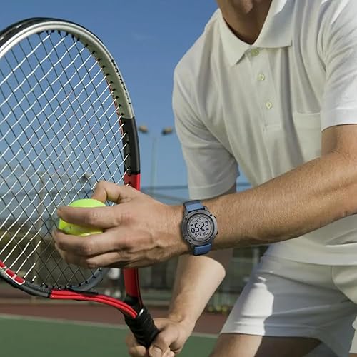 Miniatura 7 de GOLDEN HOUR Mens Digital Sports Watch, Large LCD Display, 5ATM Water Resistant,Silicone Band