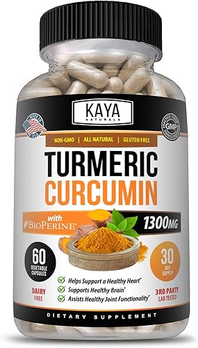 Kaya Naturals Cúrcuma Platino, 60 cápsulas de bioperina, soporte premium con 95% curcuminoides estandarizados - 60 cápsulas