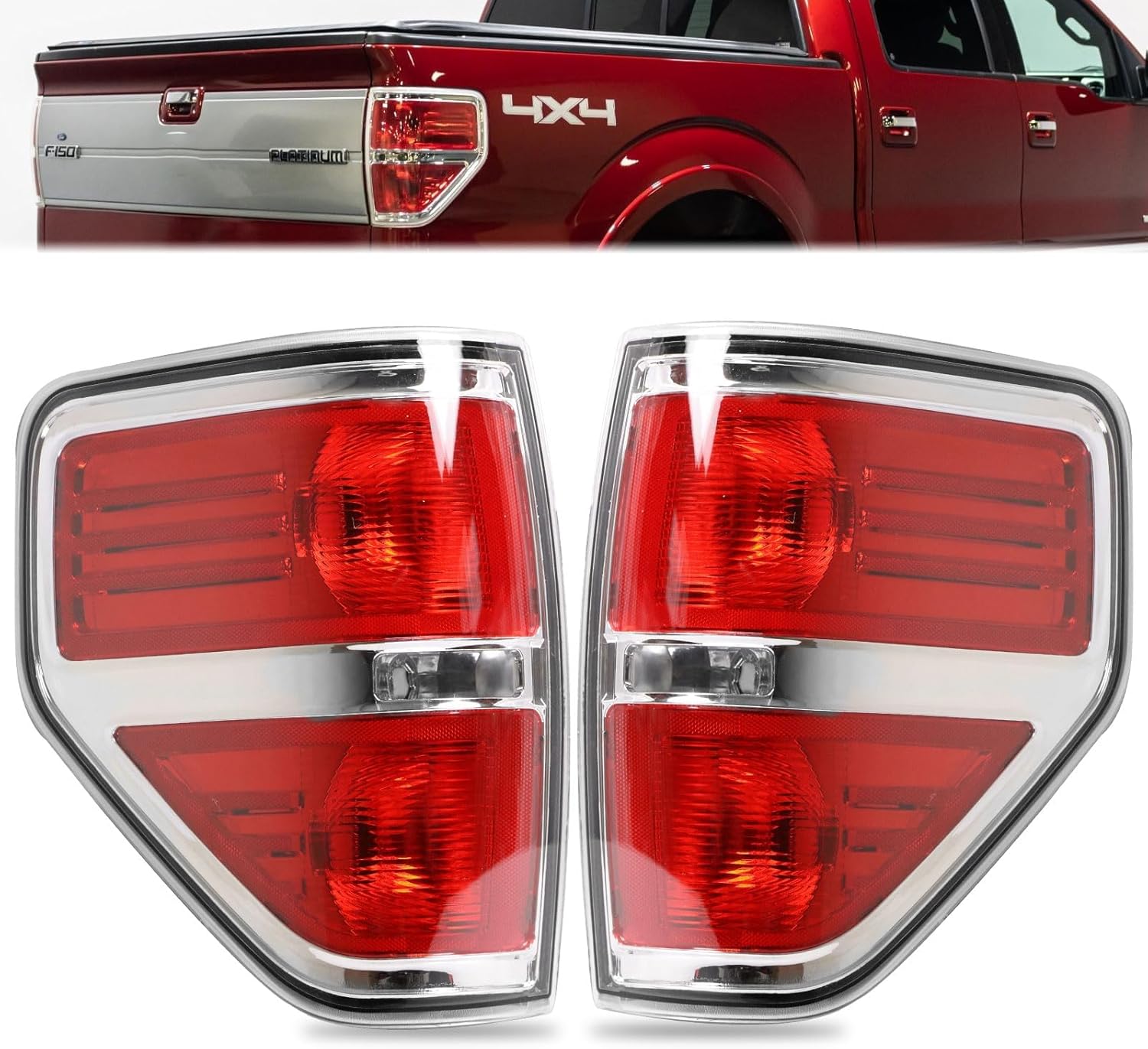 Tail Lights Assembly Compatible With 2009-2014 Ford F150 Smoke Lens Rear Taillights Left Driver and Right Passenger Side Replace BL3Z13404B BL3Z13405B