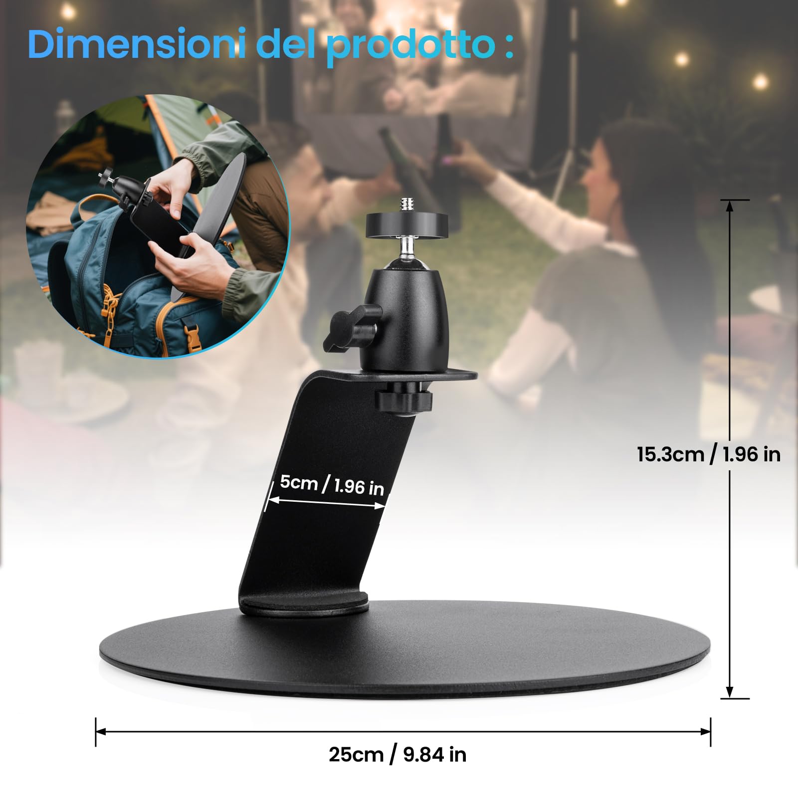 Porta Proiettore Da Tavolo, Supporto Proiettore Tavolo Con Interfaccia A Vite Da 1/4 Di Pollice, Supporto Proiettore Con Rotazione A 360°, Per Home Cinema, Sala Giochi, Ufficio (B)