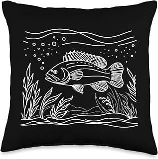 Line Art Fish & Ichthyologist Barramundi Throw Pillow