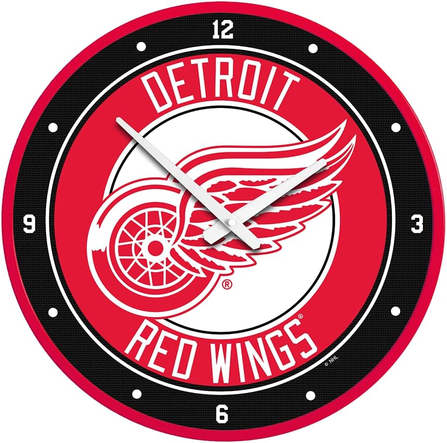 The Fan-Brand NHL Detroit Red Wings: Modern Disc Wall Clock - Sports Team Bar Sign Décor - Home Man Cave, Party Decoration - Made On Demand