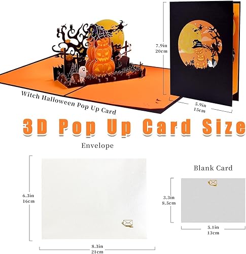 Miniatura 2 de Magic Ants Paquete de 3 tarjetas de Halloween  Tarjetas emergentes 3D  Tarjetas espeluznantes de Halloween de calabaza, tarjetas de felicitación