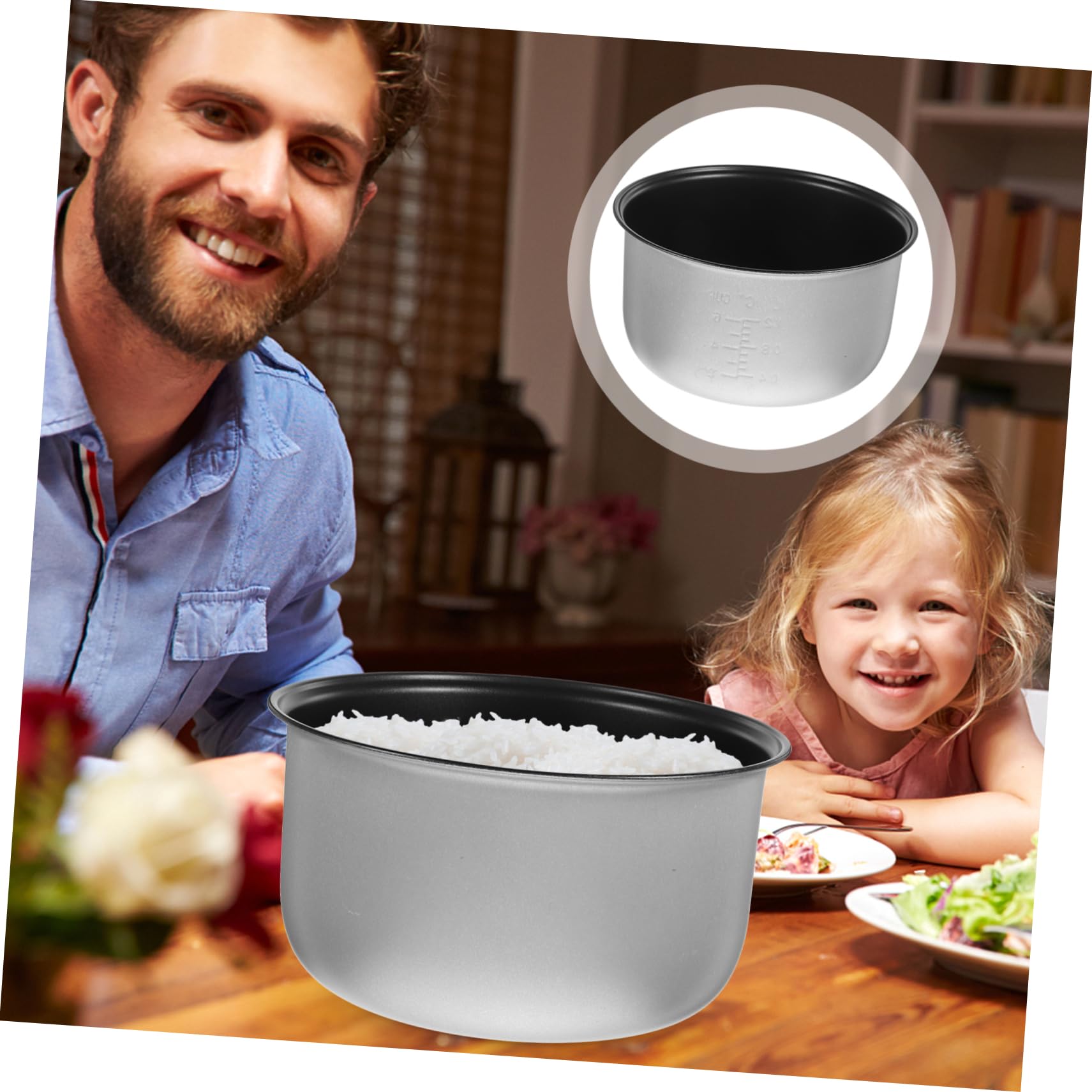 Cuociriso Ricambio Pentola Interna Antiaderente da 3 Litri, Accessori per Cuociriso Elettrico, per Uso Domestico e Pentola a Pressione Stili multipli