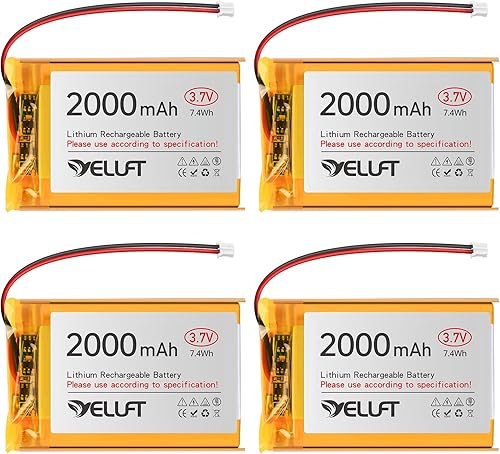 4pcs 3.7V 2000mAh 103450 batería de polímero de litio 1S LiPo batería recargable con placa de protección, enchufe micro PH2.0 compatible con