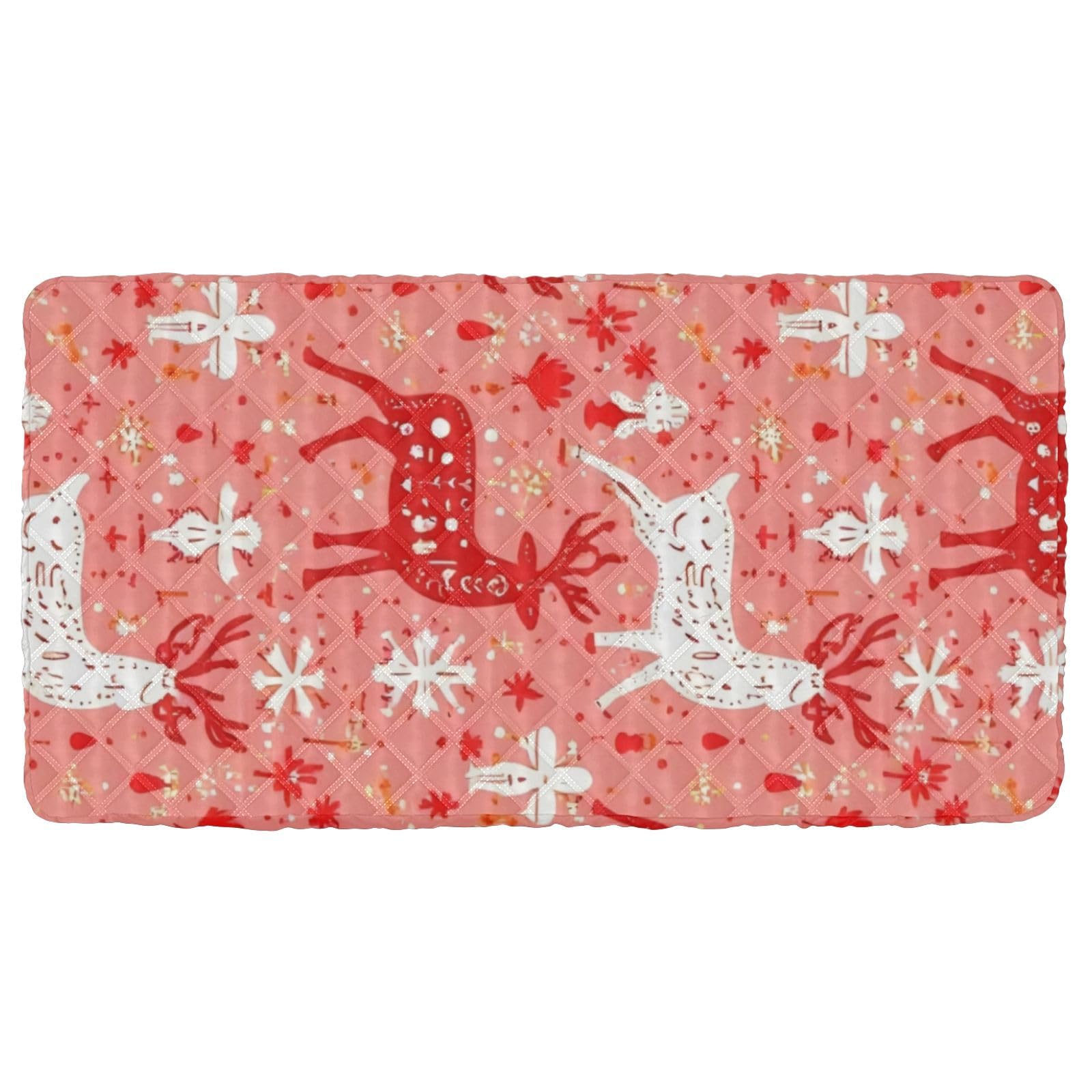 Hezely Toddler Fitted Sheet, Toddler Mattress, Portable Folding Mattress for Kids 49.6x24.8 Inch,Red Elk Print (1 pcs)