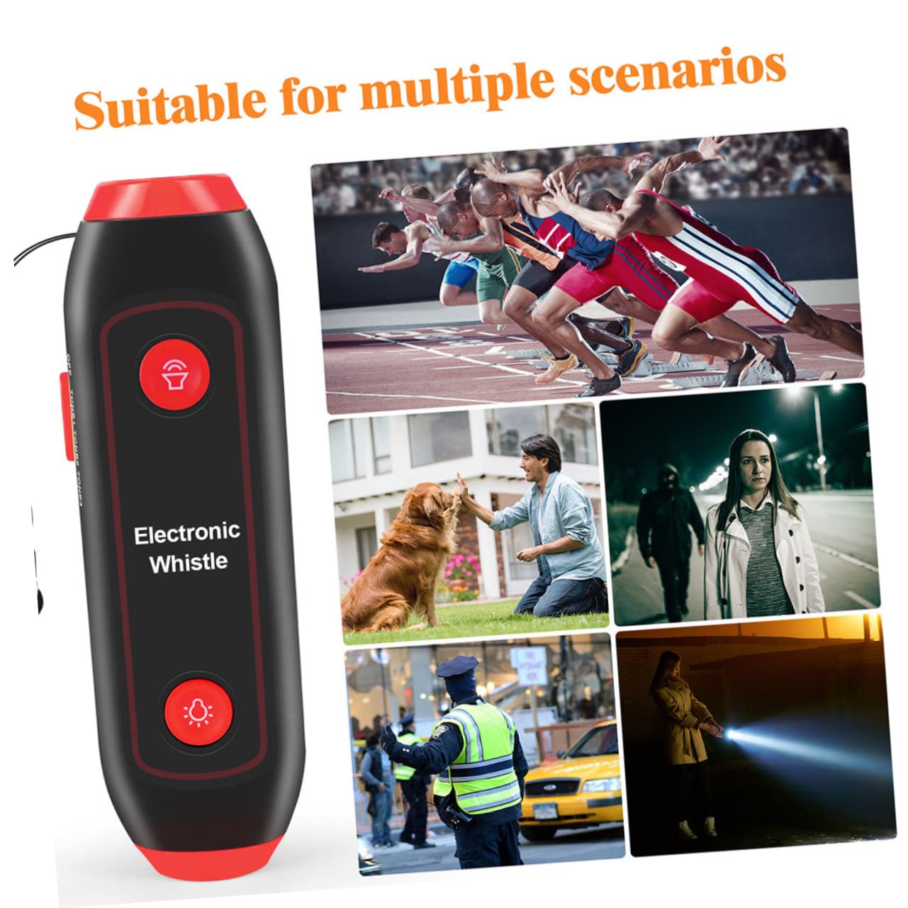 Fischietto Elettronico Rosso Cordino, 3 Toni e 3 Livelli | Luci Sos, Abs e Magnete, Arbitri Istruttori, Competizioni Outdoor, Campeggio, Emergenza Sicurezza