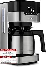 MEDION MD 18458 Insulated Coffee Maker, Coffee Maker with Timer, Drip Stop and Aroma Selector, with 1.1 Litre Capacity Thermos, Stainless Steel