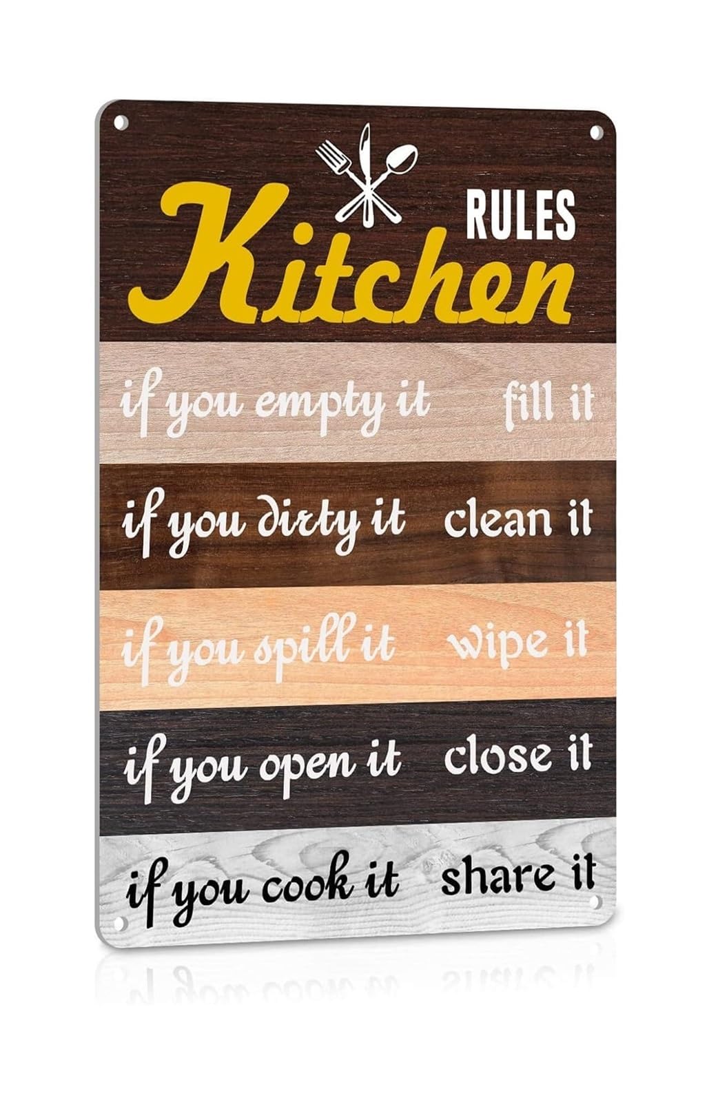 MCQWOMFQAK Kitchen Rules Metal Sign Rustic Country Wall Art Tin Sign for Farmhouse Kitchen Dining Room Vintage Home Cafe Decor 8 X 12 in