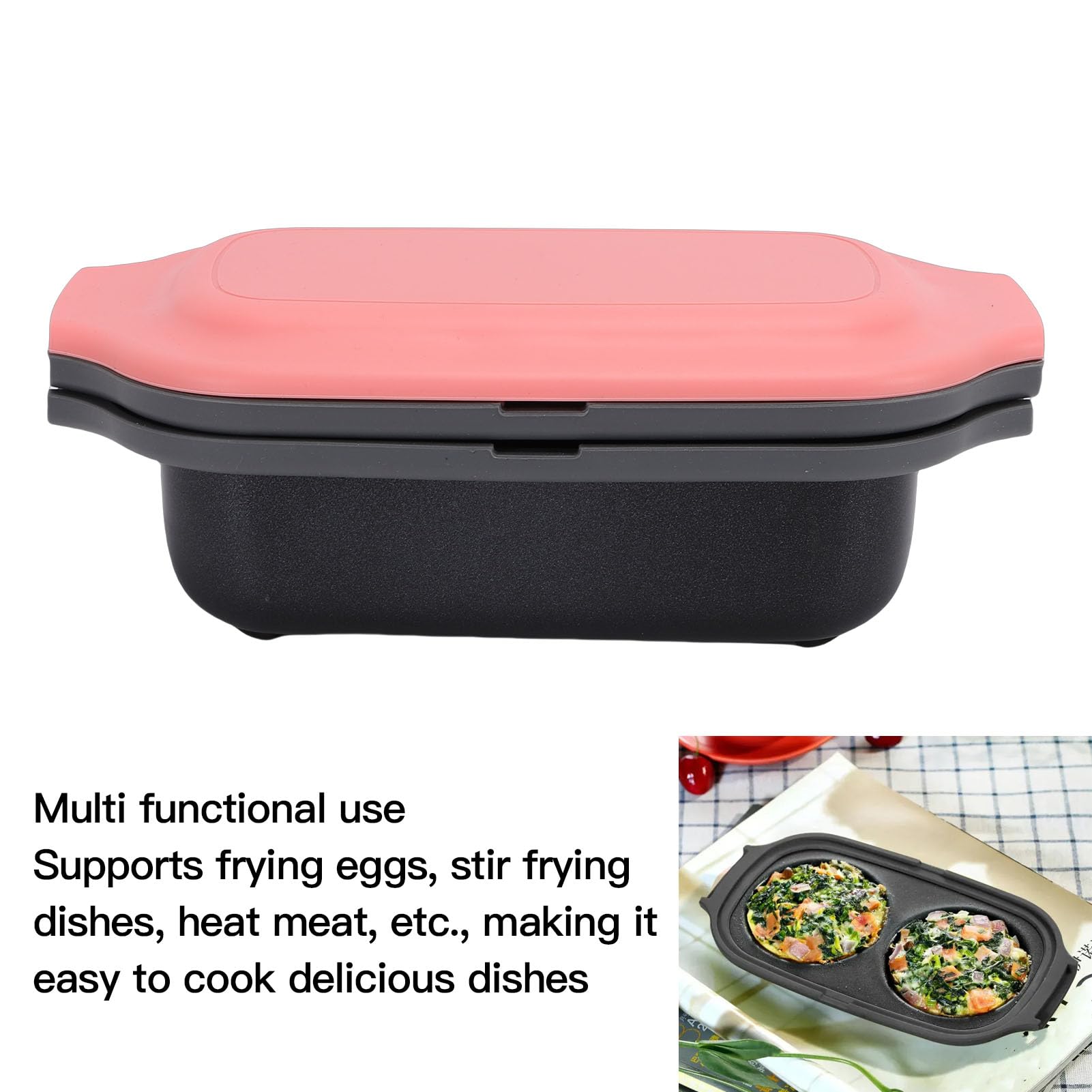 Asixxsix Olla para Huevos para Microondas y Sartén para Parrilla para Microondas, Utensilios de Cocina Multiusos para con Tapa, para Asar, Freír, Dorar Carne, Tocino, para