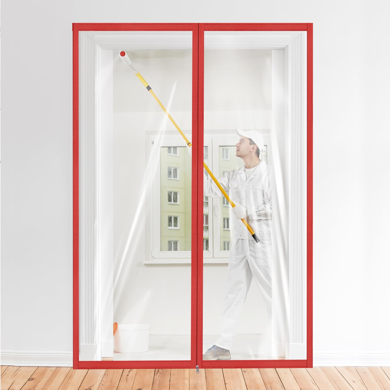 Amylove Zipper 60 x 102 Inch Dust Barrier Kit Red Edged Temporary