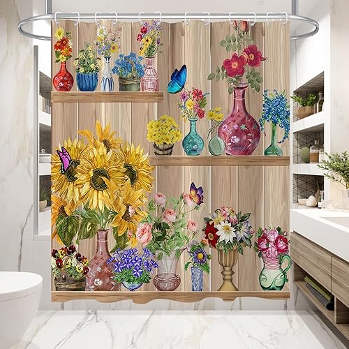 Miniatura 9 de Cortina de ducha con diseño de rana, diseño de hojas de loto, decoración de estanques florales, cortinas de ducha para niños, divertidas ranas de