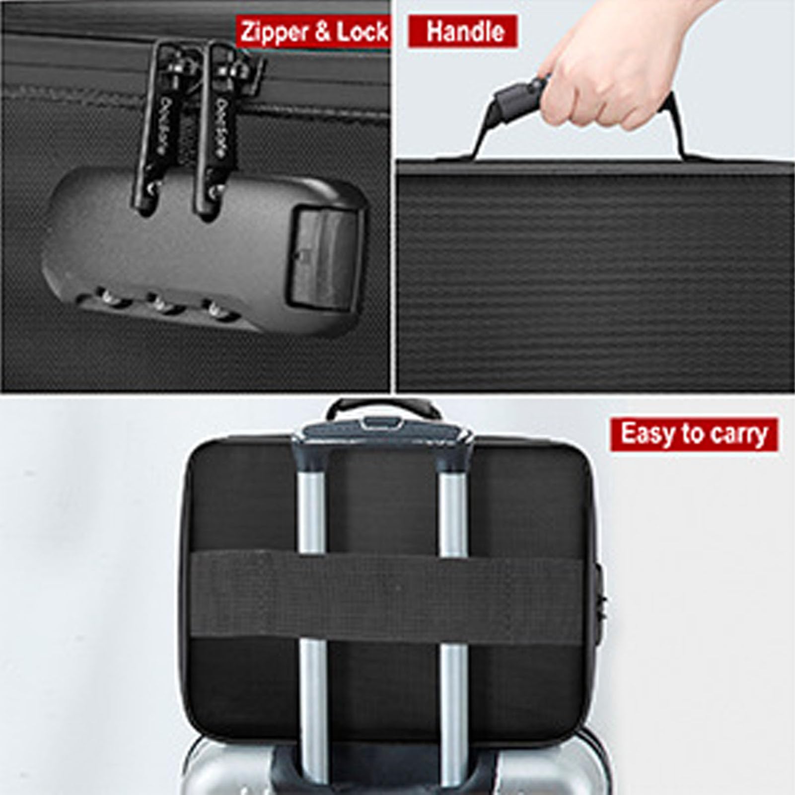 GOWENIC Cassetta di Sicurezza per Documenti Ignifuga | Borsa Portadocumenti con Chiusura per Casa, Ufficio e Viaggi con Slot USB