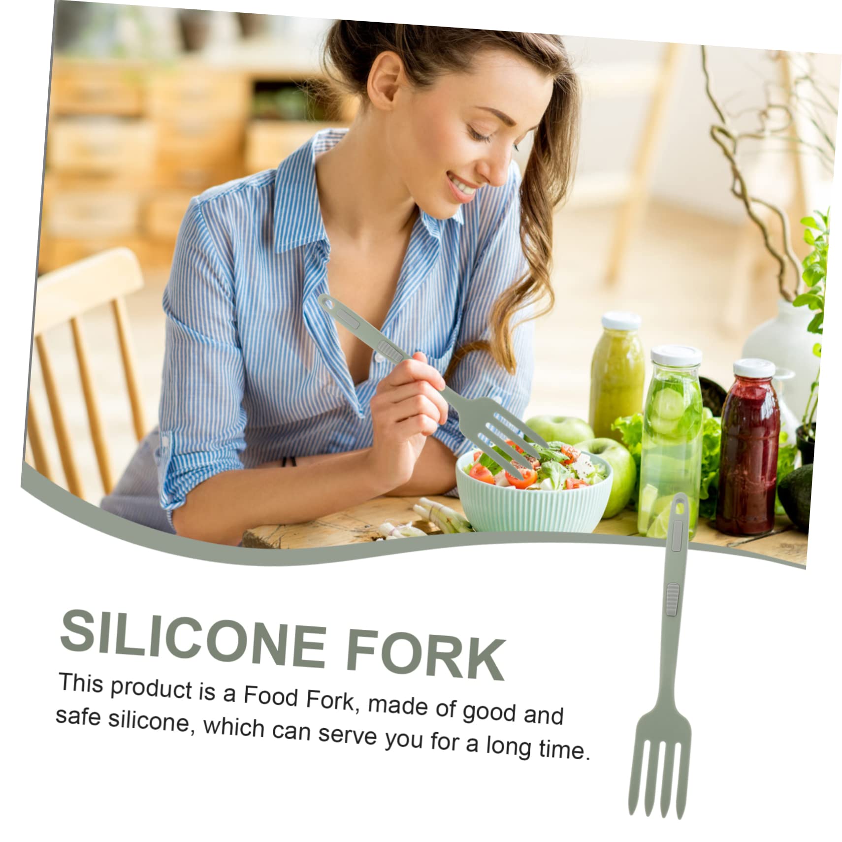 KICHOUSE Practical Silicone Stirring Fork for Pasta Large Noodle Cooking Fork Smooth Handle Perfect for Kitchens