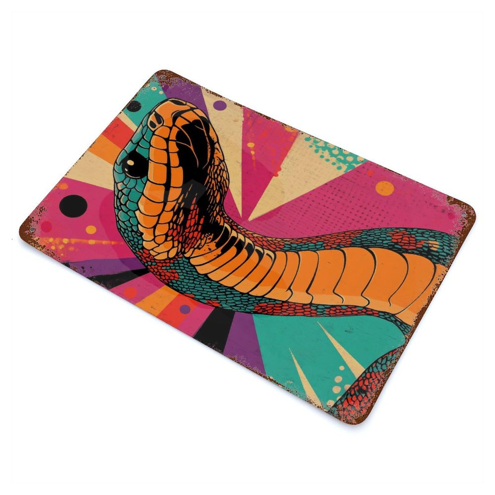 Retro Snake Art Cobra Pop Art Print Snake Art 11.8"x7.9" Rustic Tin Plaque, Industrial Home Decor for Farmhouse, Kitchen And Entryway Decor
