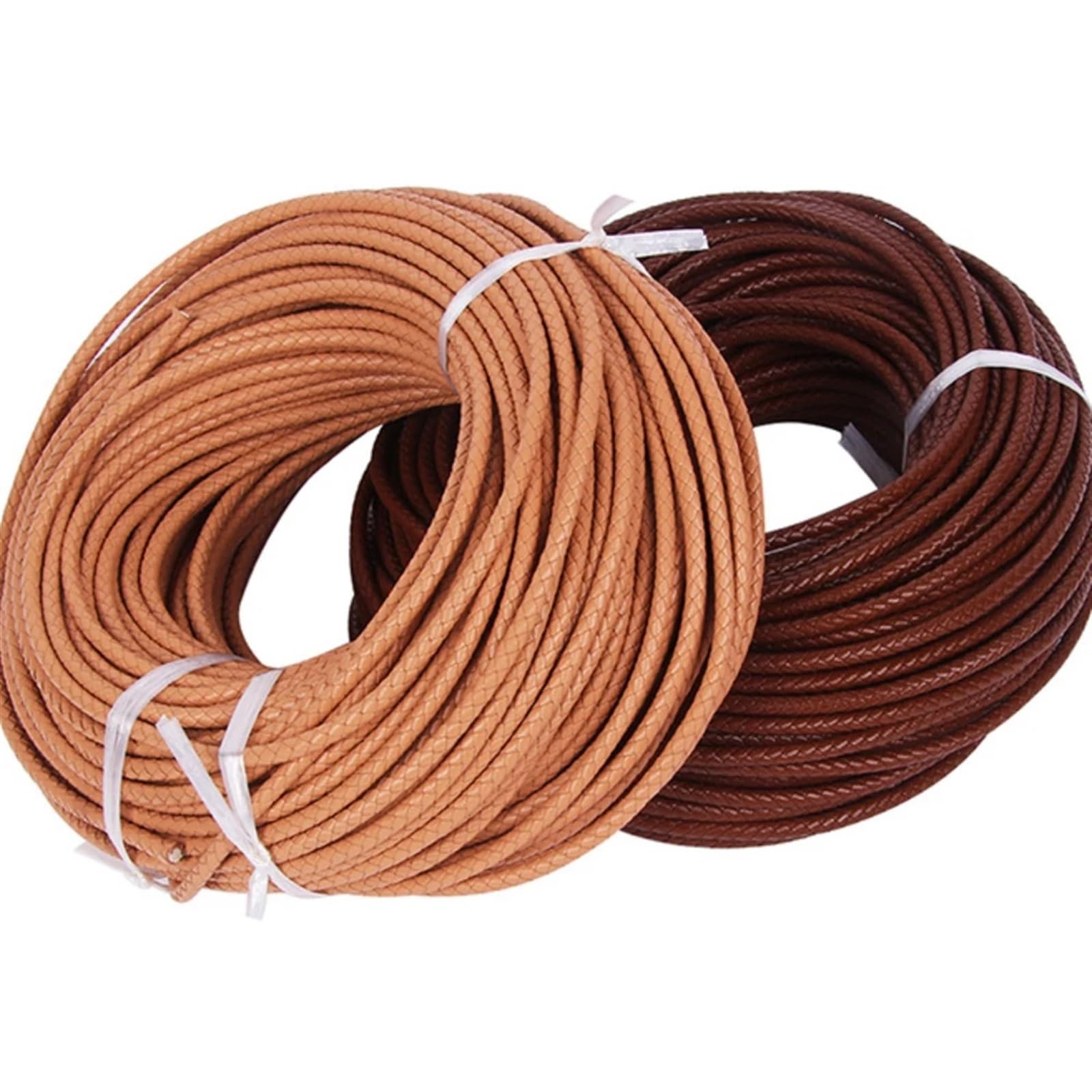 Ręcznie robiona okrągła skórzana lina, Pleciony skórzany sznur wielokolorowy 3-6mm 2 metry DIY tworzenia biżuterii(Pink,6mm)