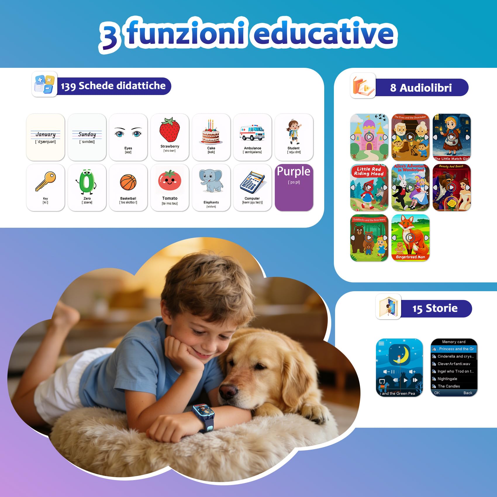 Blackview Smartwatch per Bambini, 1.75 inch TFT Smartwatch 30 Giochi, Sveglia, Fotocamera Touch HD, Video, Lettore Musicale, Contapassi, Torcia, Smartwatch per Bambini con Schermo Touch per Bambini