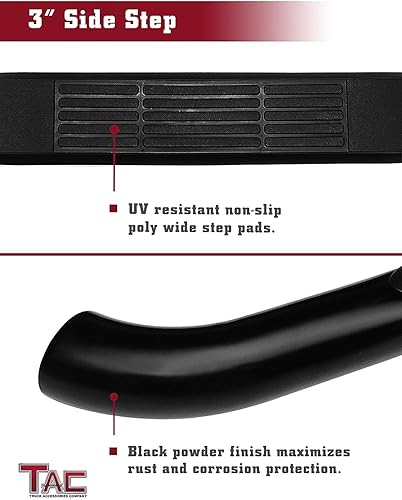 Miniatura 5 de TAC - Estribos laterales compatibles con Toyota Tacoma Access Cab 2005-2023 de 3 pulgadas, barras laterales negras, barras Nerf, rieles de estribos,