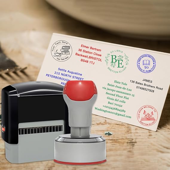 Custom Stamp Personalised Address Stamps for Business Customised Self-Inking Rubber Stamp with Name Date Signature Return Address