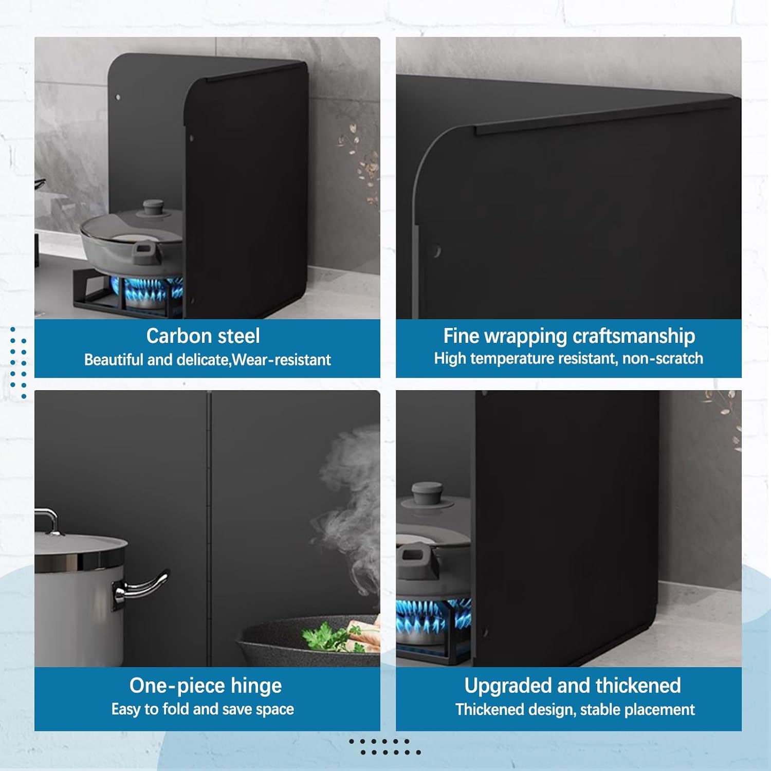 cooking stove oil splash guard, Carbon Steel Stove Oil Splatter Guard Black Multiple Sizes(45x45x45cm)
