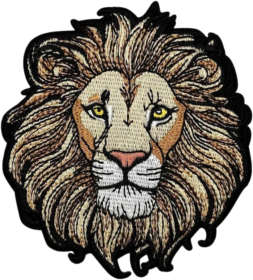 Generic 3.5"" Lion Iron On Patch - Embroidered Zoo African Jungle Animals Lion Applique Appliques Iron On Sew On Patches for Holes, Clothing, Jeans, Hat, Backpacks, Clothes - Lion Patch, 9083459034