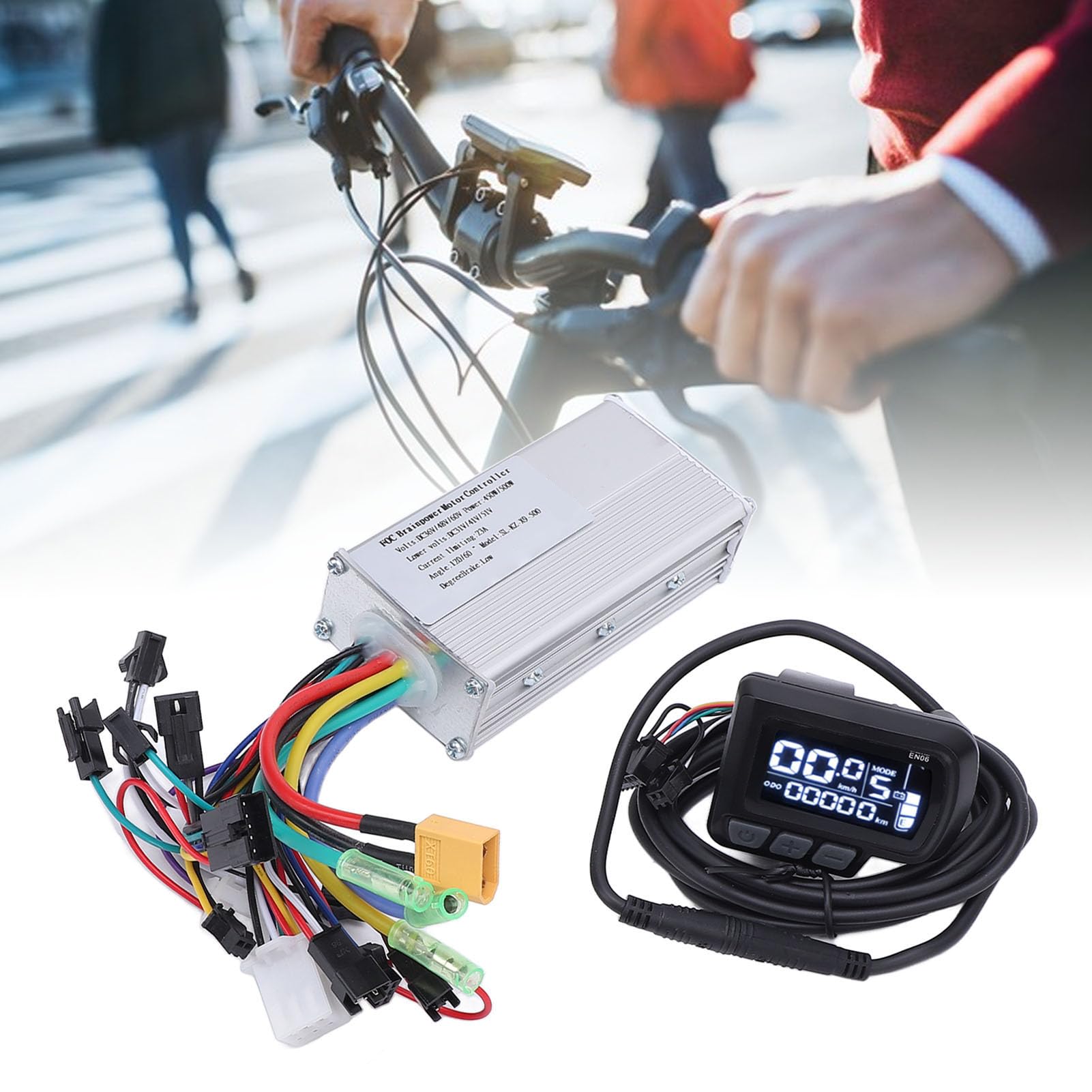 BuyWeek Kit de Controlador de Motor para Bicicleta Eléctrica, 36V 48V 60V 450W 500W Onda Sinusoidal con EN06 LCD Display