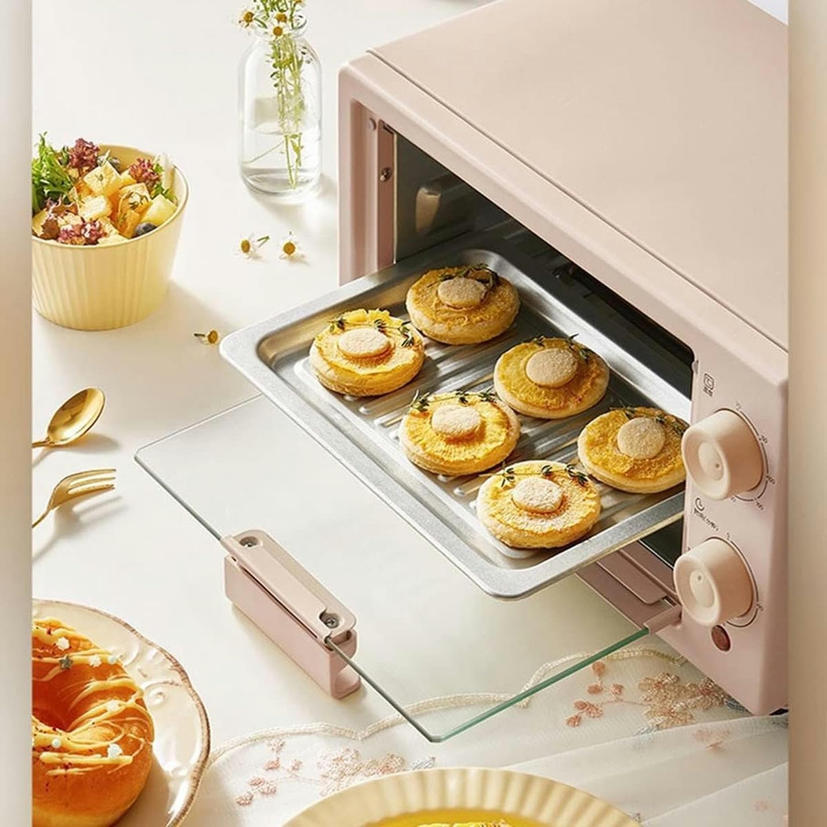 Mini Forno Elettrico Vintage, Piccolo Forno A Casa Multifunzionale, Ali di Pollo Arrosto da 10 Litri per Cucina, Macchina per La Colazione A Pizza Arrosto