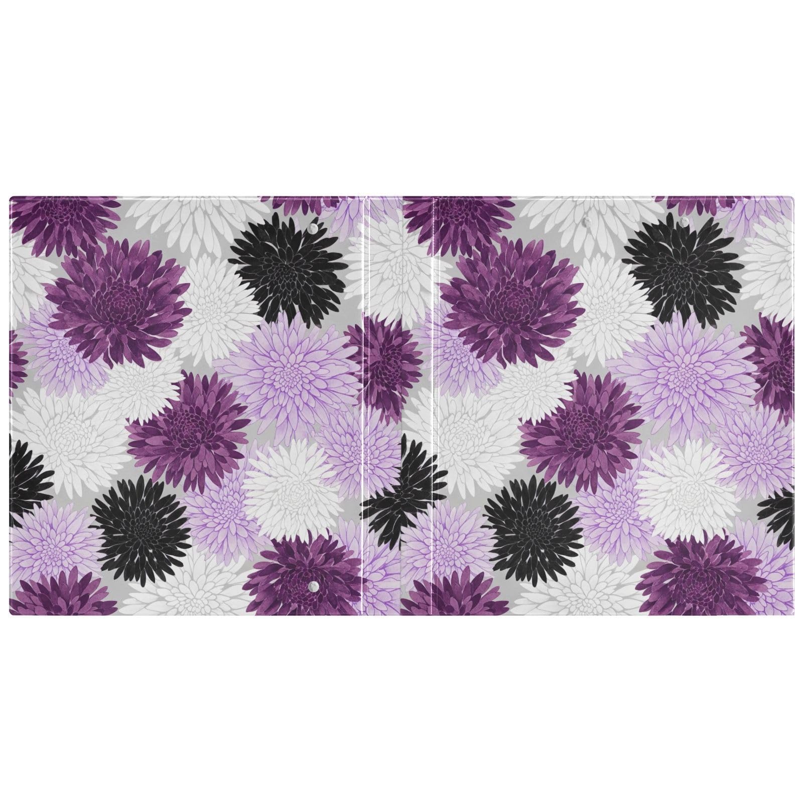 Raccoglitore a 3 anelli, motivo floreale dalia, viola, con portablocco, confezione da 2