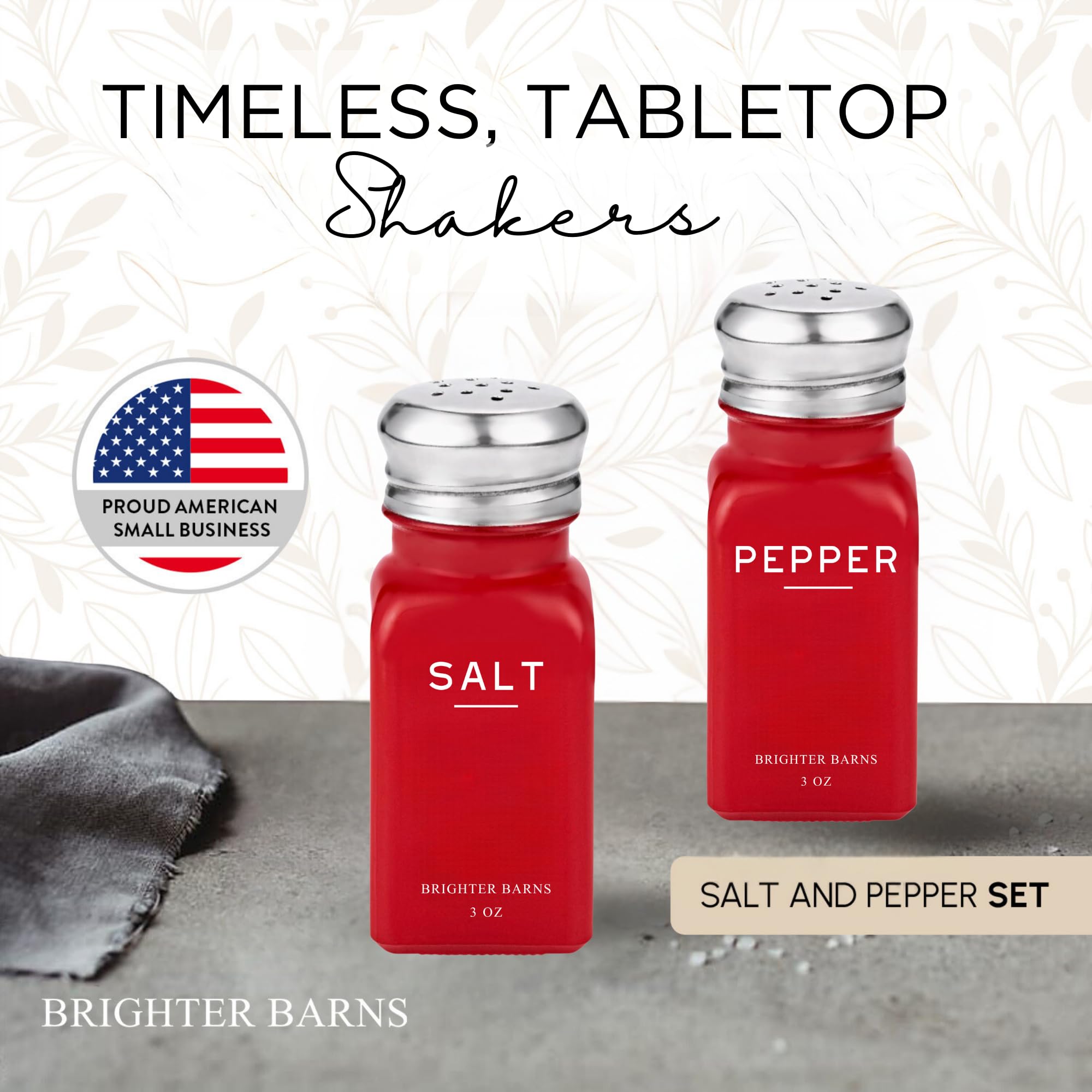 Rotes Salz- und Pfefferstreuer-Set von Brighter Barns – moderne Küchendekoration – niedliches Salz- und Pfefferstreuer-Set aus Glas mit Edelstahldeckel – modernes Küchenzubehör für Zuhause, Restaurant