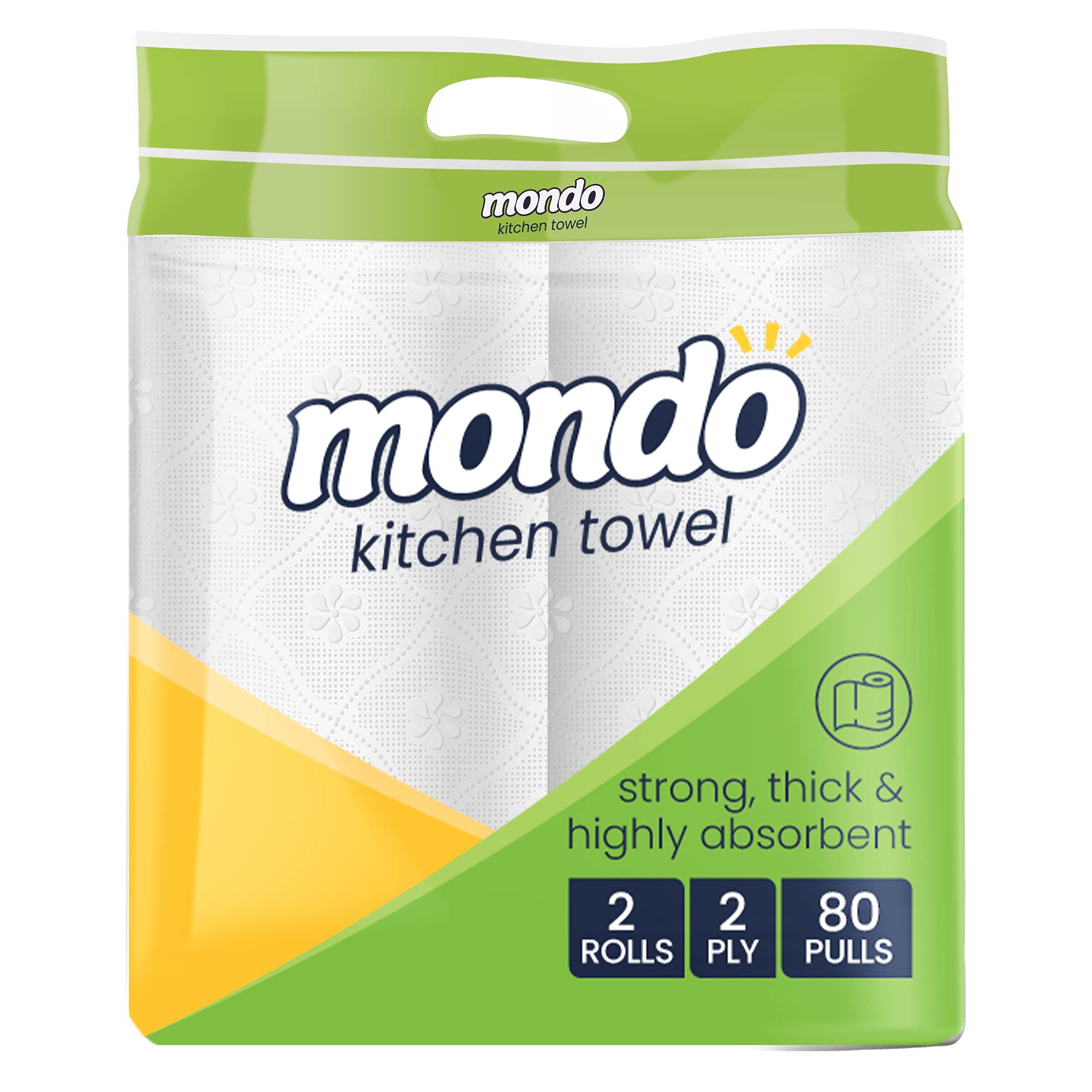 Mondo Kitchen Tissue Roll (2 Ply, 80 Pulls) | Pack of 2 Rolls | Effective on Granite, Steel, Glass, Tile, Wood | 100% Biodegradable Product | FDA Approved, OBA Free | Tissue Papers Kitchen (B09DW6B2TM) Amazon Price History, Amazon Price Tracker