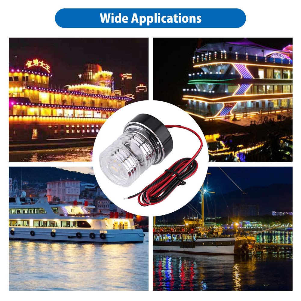 Sxhlseller 12V Marine LED Rundumlicht, 360° Bootslicht Wasserdicht IP65 für Boote bis 12m, 2.5W 250LM Weißes Licht, 2 Meilen Sichtweite