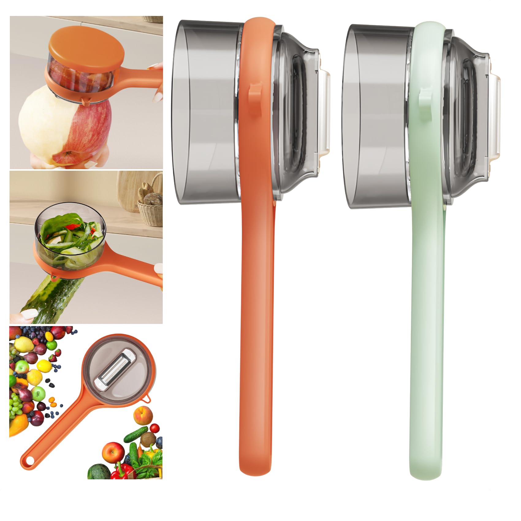 Peeling Knife With Storage Box, Fruit And Vegetable Peeler With Container, Double-Sided Stainless Steel Multi-Function Peeler For Home Kitchen (C-2pcs Mix)