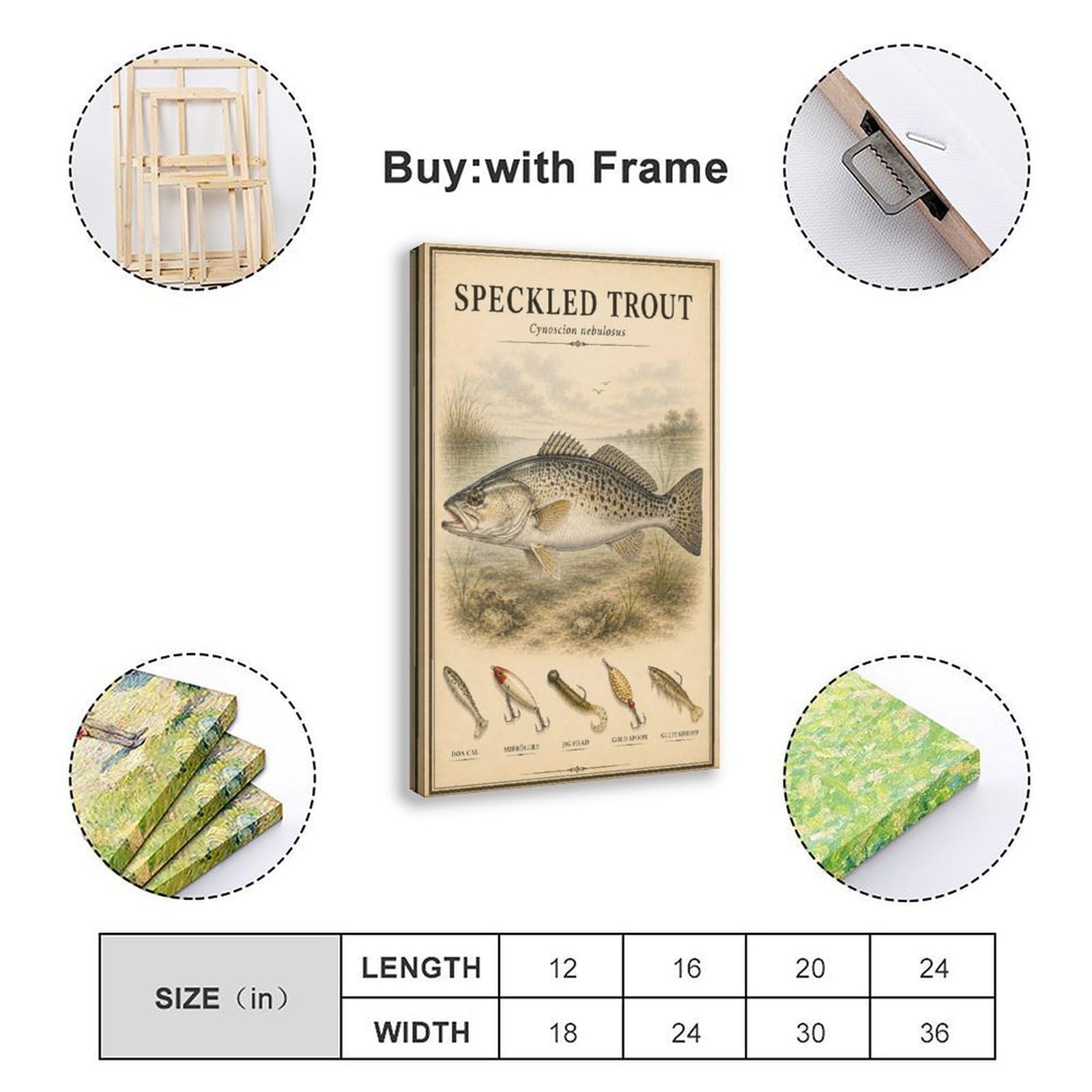 WRTYVE Poster su tela con pesca alla trota maculata per dormitorio, decorazione regalo