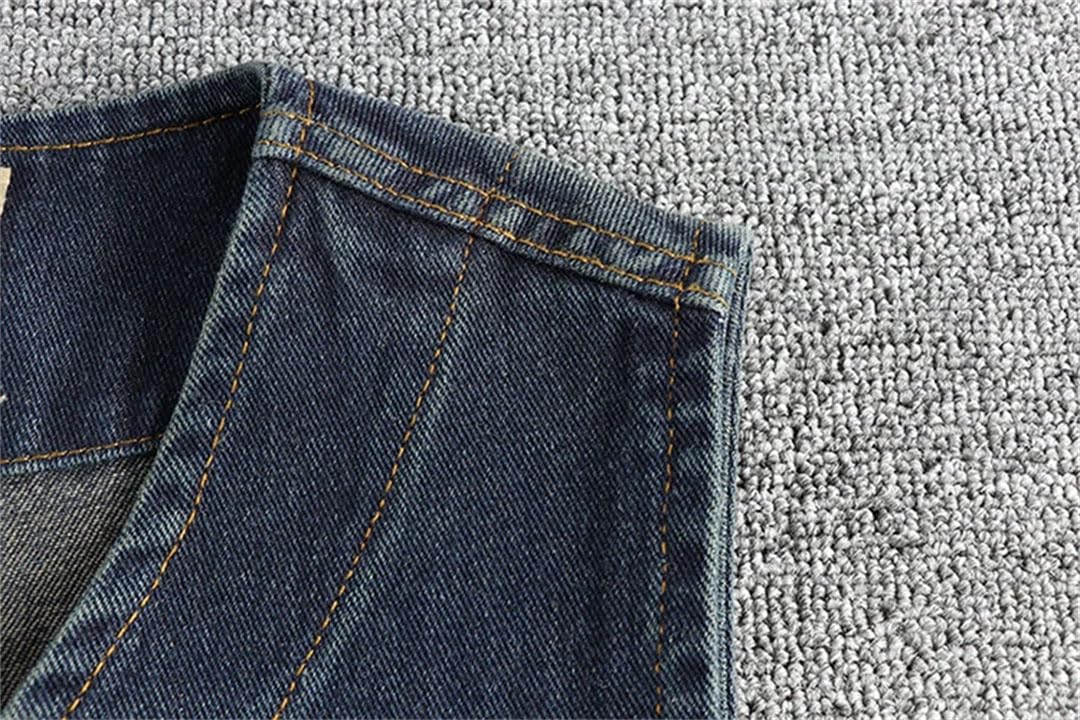 Gilet da uomo in denim stile retrò invecchiato senza maniche con design multi-tasca