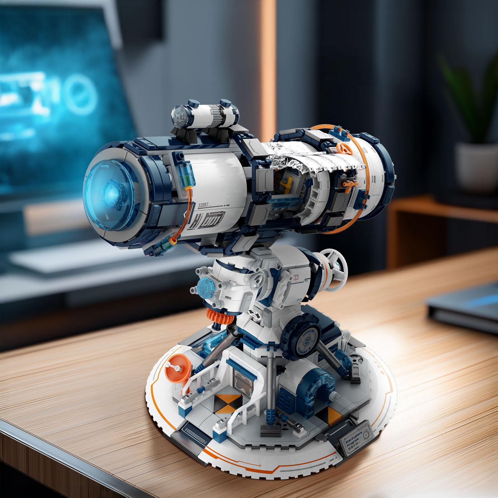 Juego de bloques de construcción telescópicos con luces, telescopio espacial, bloques de construcción, juguetes para decoración de habitaciones, regalo para adultos, niños, niñas
