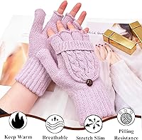 Vista 80 de Beurlike Guantes de invierno para mujer, de lana cálida, a prueba de viento, convertibles, sin dedos Negro