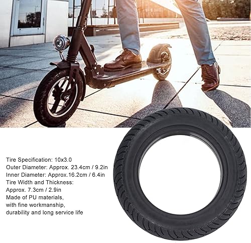 Miniatura 9 de Neumático sólido de 10 pulgadas, neumático de scooter de 10 x 3.0 mejor agarre buena amortiguación PU Scooter eléctrico para montar estable