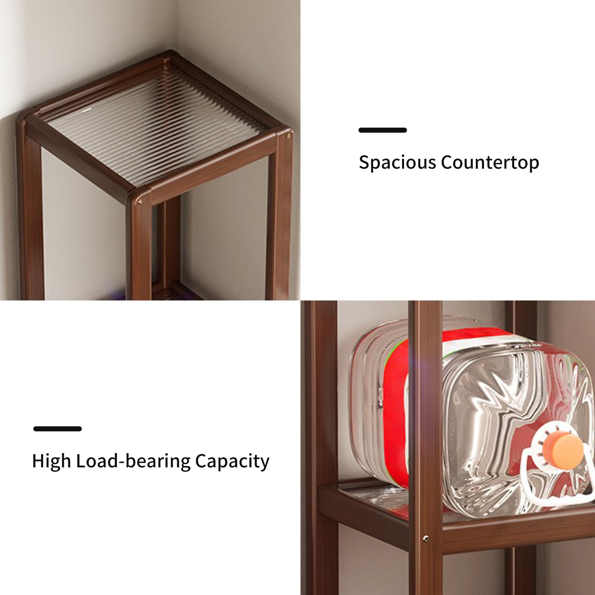 Soporte vertical cuadrado para plantas de interior, estante de bambú de 3 niveles para plantas de esquina, soporte para plantas de interior, estante de exhibición de macetas de flores para balcón