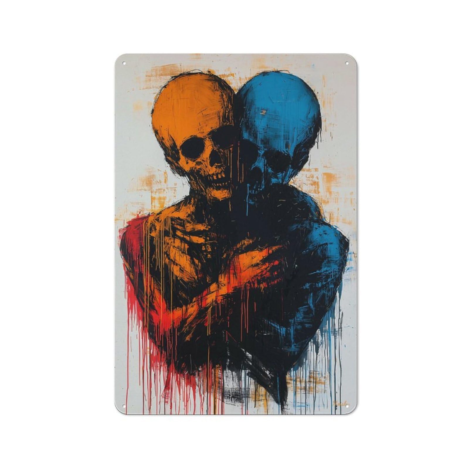 Junmoney Duality Of Souls Contemporary Expressionist A Rtwork Classic Metal Wall Decor 30X20cm, Vintage Metal Sign For Hallway, Home Bar, Garage Or Study